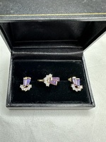  Gold & Amethyst Ring / Earring Set