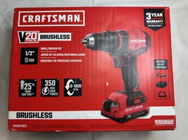 CRAFTSMAN CMCD710C2  20V BRUSHLESS DRILL, W/ BATTERY, CHARGER, & BAG- PH