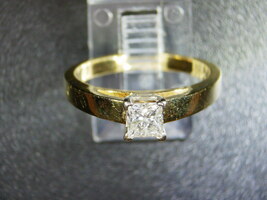 Princess Cut Solitaire Diamond Ring, 14kt Yellow Gold